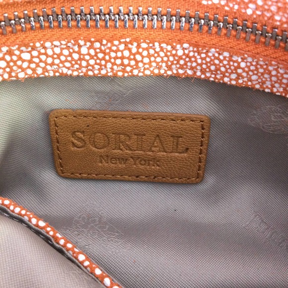 Sorial New York Women's Fabric Flap Over Zippered Chain Link Brown Crossbody - Picture 4 of 16